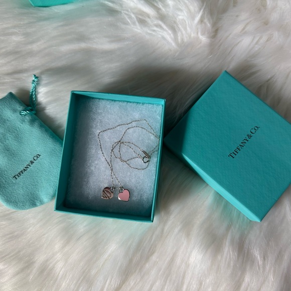 mini Pink Double Heart in silver - Picture 9 of 9